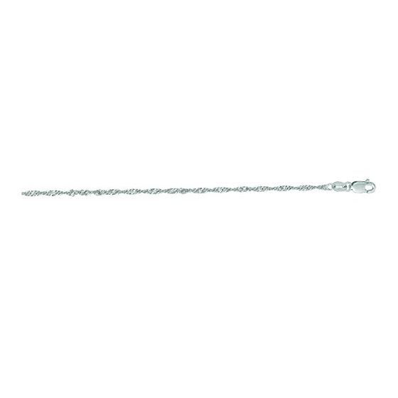 10K 20 inch long White Gold 1.7mm wide Classic Singapore Chain w