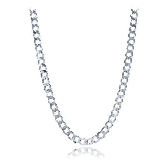 Silver with Rhodium Finish 7.8mm wide Diamond Cut Curb Chain with Lobster Clasp 8 1/2 Inch Long