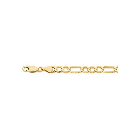 14K Yellow Gold 5.4mm wide Diamond Cut Alternate Figaro Lite Bracelet with Lobster Clasp 1