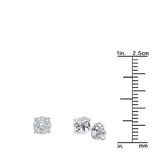 Ladies 14K Gold Cluster Diamond Stud Earrings 0.-3