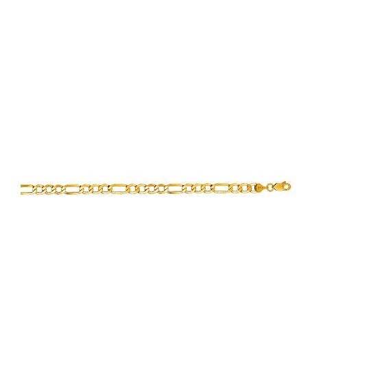 10K 20 inch long Yellow Gold 5.4mm wide Diamond Cut Figaro Lite Link with Lobster Clasp FJ-120LFIG-2