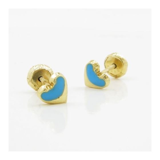 14K Yellow gold Heart stud earrings for Children/Kids web106 3