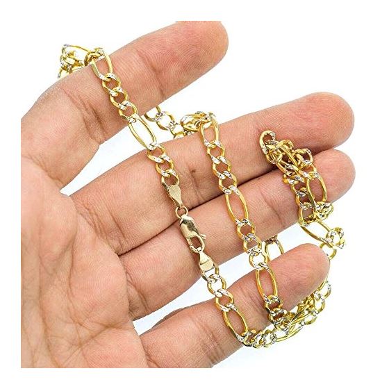 14K Diamond Cut Gold SOLID FIGARO Chain - 26 Inches Long 5.5MM Wide 3