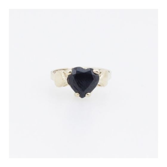 10k Yellow Gold Syntetic black gemstone ring ajjr38 Size: 1 3