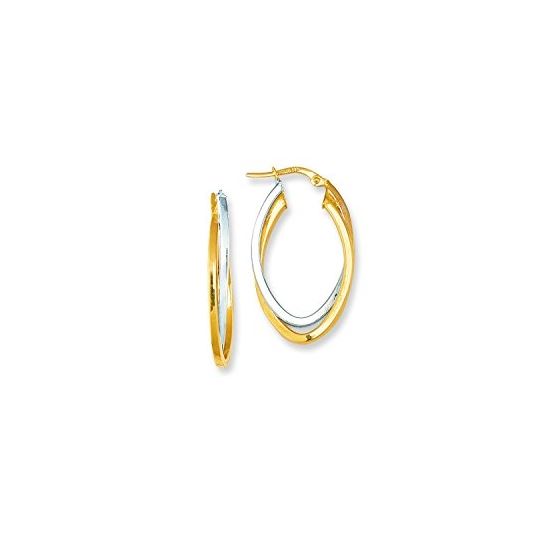 14K Yellow White Gold Ladies Hoop Earrings ER858