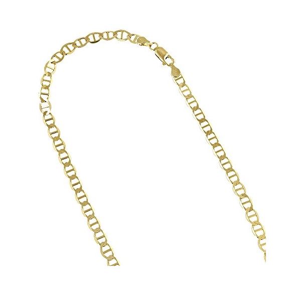 14K Yellow Gold 3.2mm wide Diamond Cut Mariner Link Solid Chain with Lobster Clasp 1