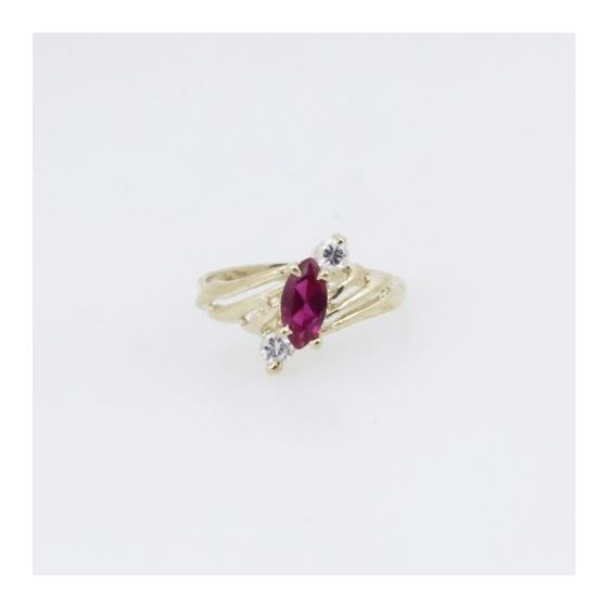 10k Yellow Gold Syntetic red gemstone ring ajr49 Size: 6.75 3