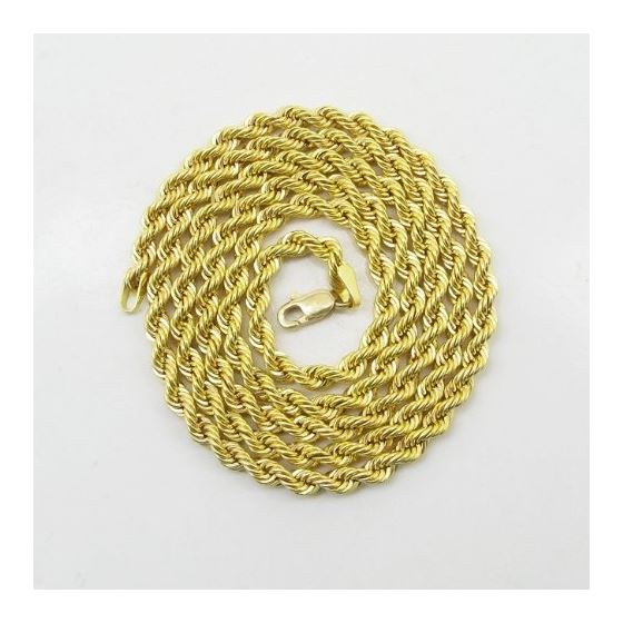 "Mens 10k Yellow Gold skinny rope chain ELNC16 22"" long and 3.3mm wide 3"