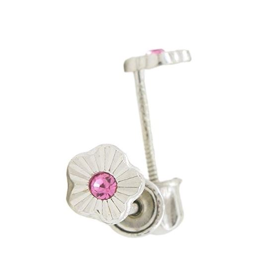 14K White gold Flower cz stud earrings for Children/Kids web484 1