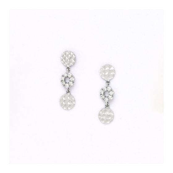 14K White Gold star oval drop shap with cz earrings screw back Size: Actual Image