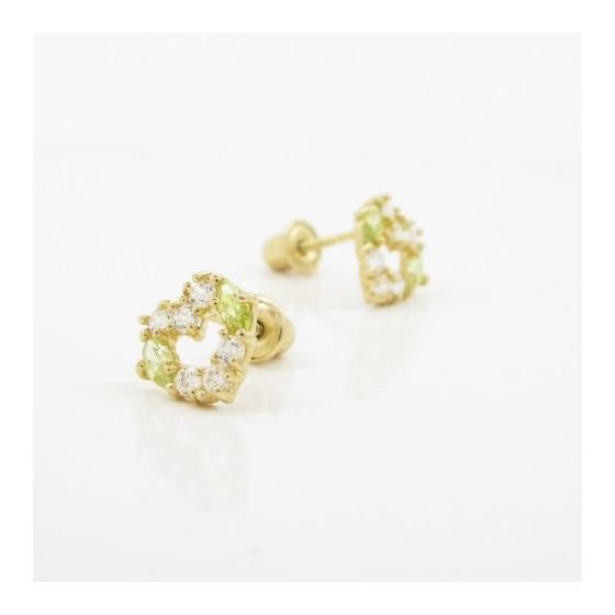 14K Yellow gold Heart fancy cz stud earrings for Children/Kids web435 3