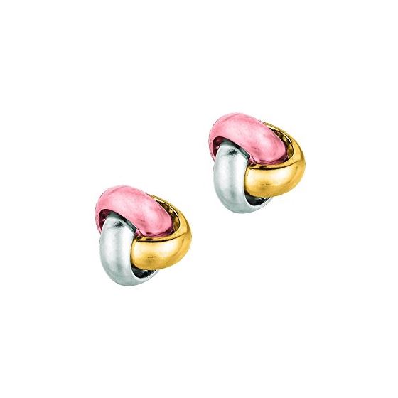 14K Tri-Color Gold Ladies Post Earrings ER1112