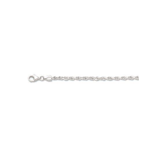 14K White Gold 3.0mm wide Shiny Solid Diamond Cut Royal Rope Chain with Lobster Clasp