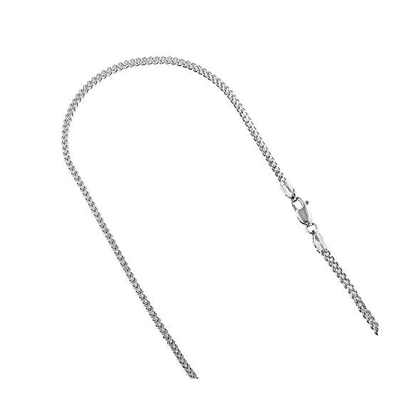 10k White Gold Hollow Franco Chain 2mm Wide Necklace with Lobster Clasp 24 inches long 1