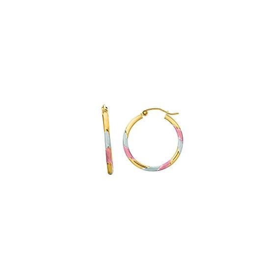 14K Tri-Color Gold Ladies Hoop Earrings TCER104