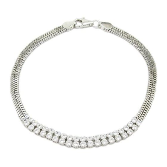 Womens Sterling silver 2 row cz white bracelet 1