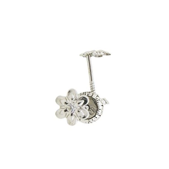 14K White gold Fancy flower cz stud earrings for Children/Kids web183 1