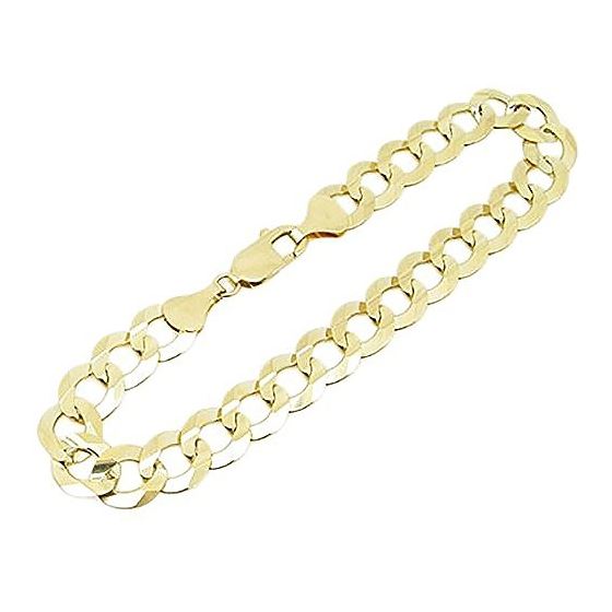 "14K Real Solid Yellow Gold Curb Link Chain Bracelet 10MM wide Sizes: 8.5""