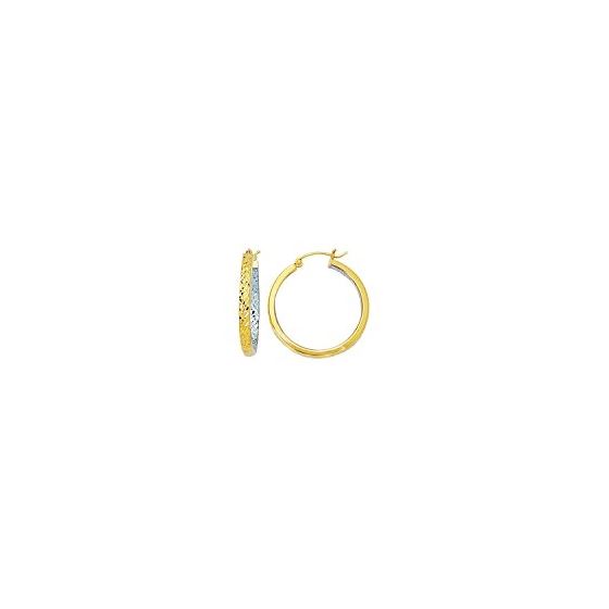 14K Yellow White Gold Ladies Hoop Earrings ER433