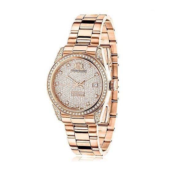 Rose Gold Plated Real Diamond Watch For Women 1.5C