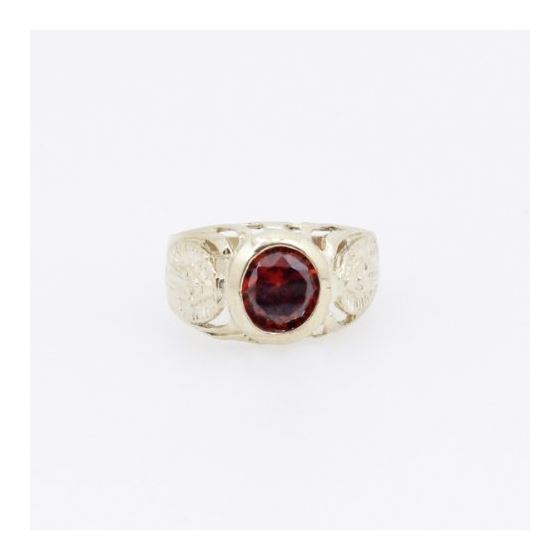 10k Yellow Gold Syntetic red love gemstone ring ajr26 Size: 2.25 3