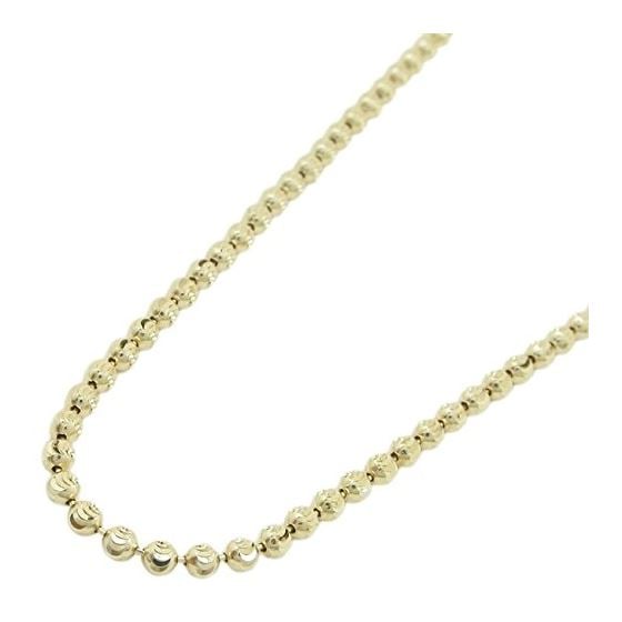 "14K Yellow gold moon cut bead link chain 24"" Long 2MM Wide MLC17 1"