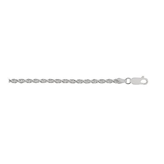 Sterling Silver 2.9 mm Wide Diamond Cut Rope Chain 20 Inch Long