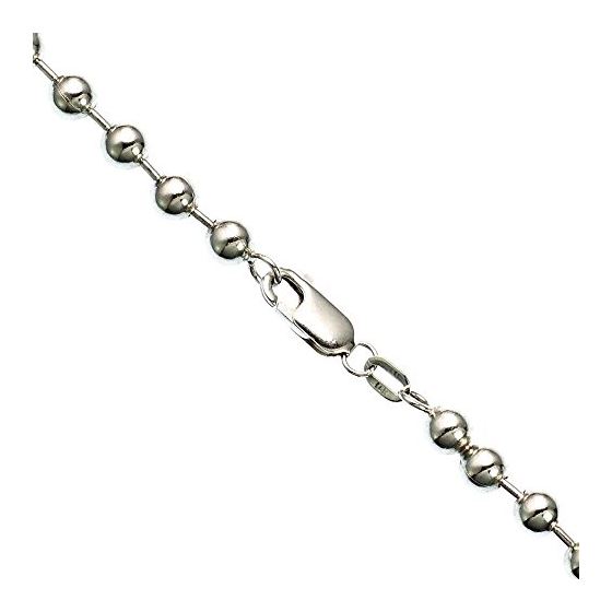 14K WHITE Gold SOLID BALL Chain - 32 Inches Long 5MM Wide 1