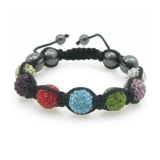 Bling Bling Jewelry Multi Color Swarovski Crystal Macrame Bracelet Unisex Faceted Onyx Beads 12mm 1