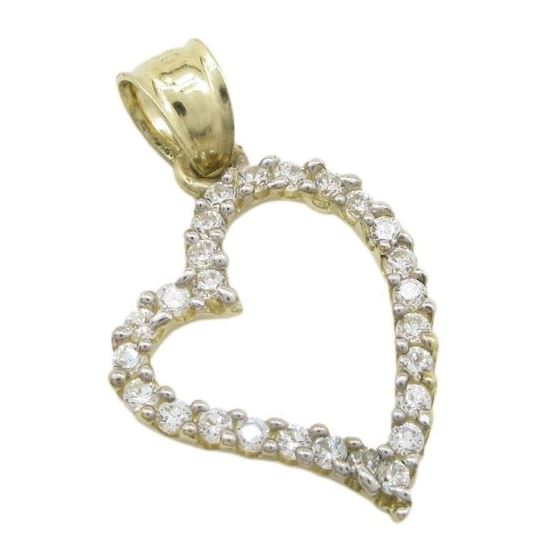 Womens 10k Yellow gold Love heart gold cz pendant GCHA47 1