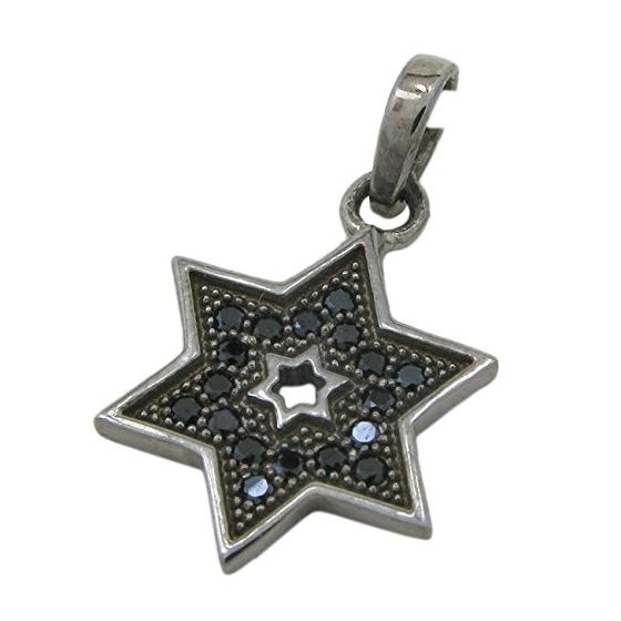 Womens Black star of david black cz pendant Silver36 1