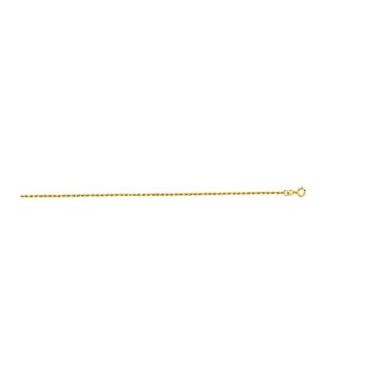 14K Yellow Gold 1.25mm wide Shiny Solid Diamond Cut Royal Rope Chain with Spring Ring Clasp 1