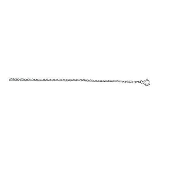 Silver with Rhodium Finish 1.8mm wide Diamond Cut Popcorn Chain with Lobster Clasp