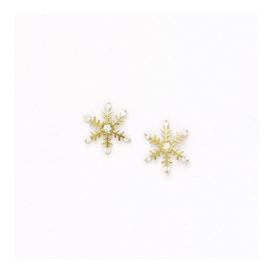 14K Yellow Gold star oval drop shap with cz earrings screw back Size: Actual Image