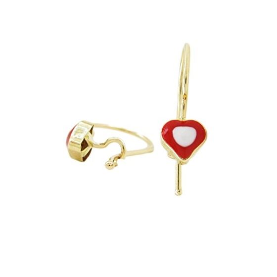 14K Yellow gold Simple heart hoop earrings for Children/Kids web63 1