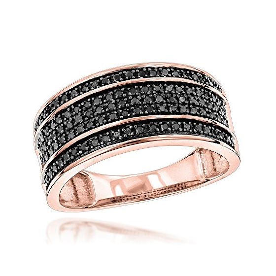 Ladies Unique Ring 10K 5 Row Black Natural 0.4 Ctw