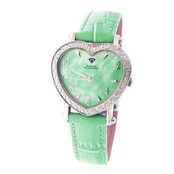 Swiss Lady Style Heart 0.50Ct Diamonds Green Face