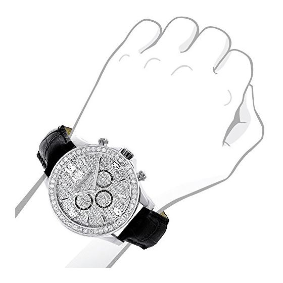 "Luxurman Watches Mens Diamond Watch 3ct Genuine Diamonds