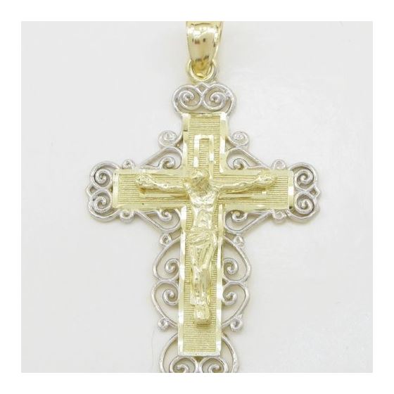 Mens 10k Yellow gold Fancy jesus cross pendant GCHA12 3