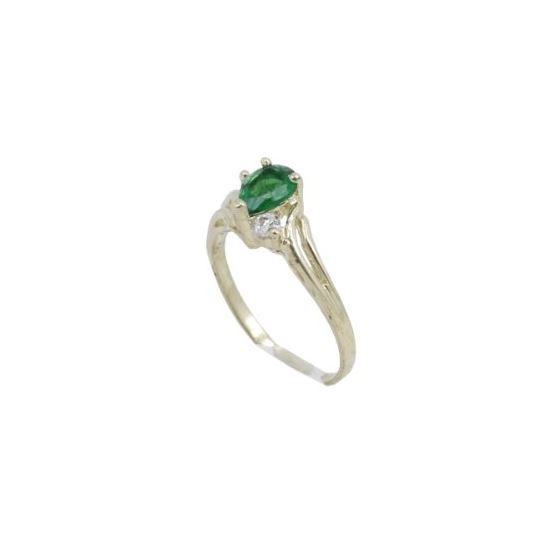 10k Yellow Gold Syntetic green gemstone ring ajr51 Size: 7.25 1
