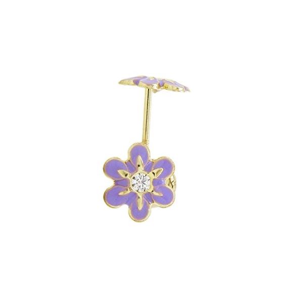 14K Yellow gold Flower cz stud earrings for Children/Kids web18 1