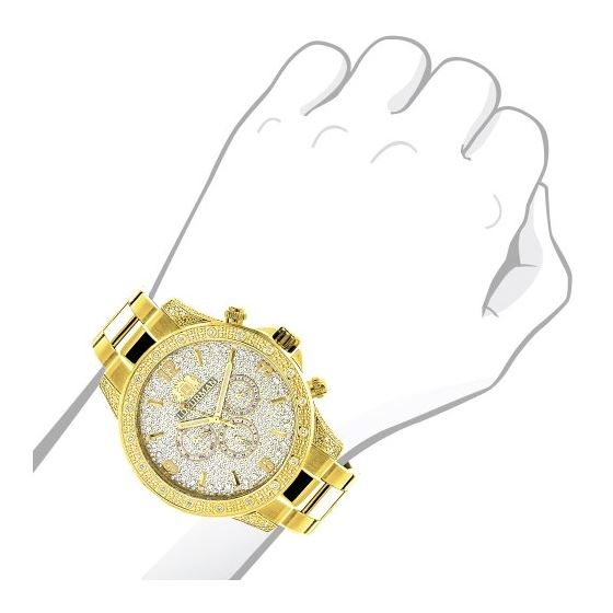 Luxurman Liberty Mens Real Diamond Watch 0.5ct Yellow Gold Plated Swiss Movement 3