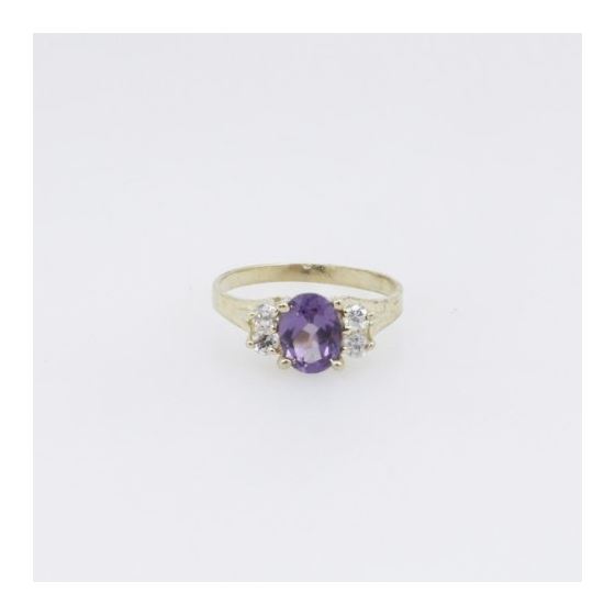 10k Yellow Gold Syntetic purple gemstone ring ajr59 Size: 6.75 3