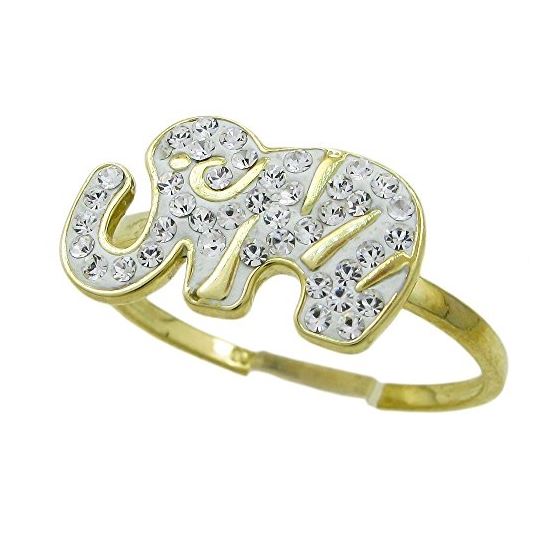 10K Yellow Gold womens elephant ring ASVJ27 1