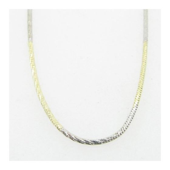 Ladies .925 Italian Sterling Silver Two Tone Snake Link Chain Length - 18 inches Width - 1mm 3