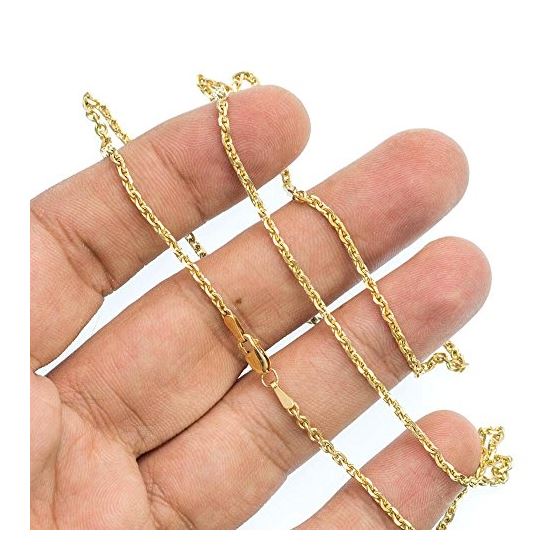 14K YELLOW Gold SOLID CABLE-DIA CUT Chain - 20 Inches Long 2.4MM Wide 3