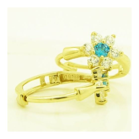 14K Yellow gold Flower cz hoop earrings for Children/Kids web270 3