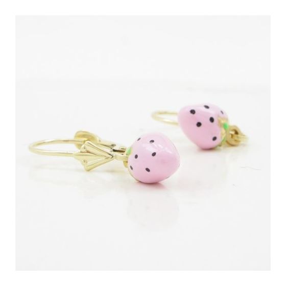 14K Yellow gold Strawberry chandelier earrings for Children/Kids web512 3