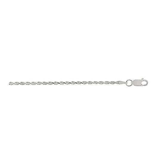 Silver with Rhodium Finish 1.8mm wide Diamond Cut Rope Chain with Lobster Clasp