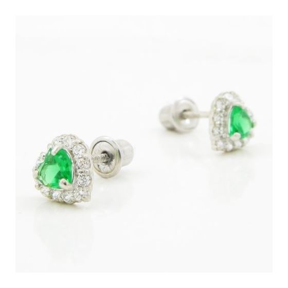 14K White gold Heart cz stud earrings for Children/Kids web245 3